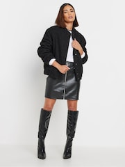 PixieGirl Petite Black Cosy Bomber Jacket - Image 3 of 4