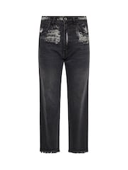 PixieGirl Petite Black distressed waistband and hem jea - Image 6 of 6