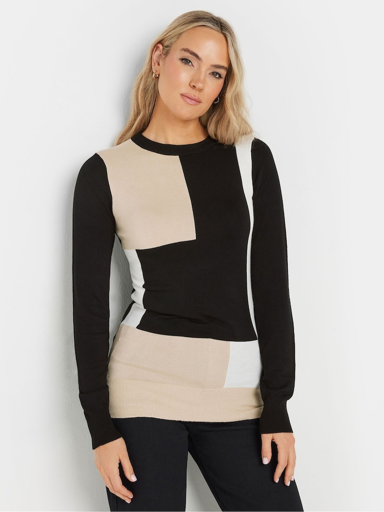 Long Tall Sally Black Fine Knit Colourblock Jumper - Image 2 of 4