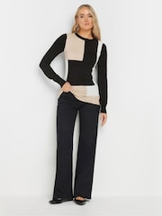 Long Tall Sally Black Fine Knit Colourblock Jumper - Image 3 of 4