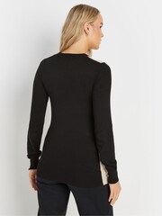 Long Tall Sally Black Fine Knit Colourblock Jumper - Image 4 of 4