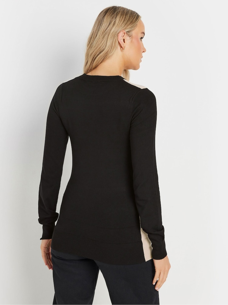 Long Tall Sally Black Fine Knit Colourblock Jumper - Image 4 of 4