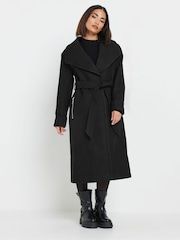PixieGirl Petite Black Wrap Belted Coat - Image 1 of 4