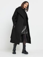 PixieGirl Petite Black Wrap Belted Coat - Image 2 of 4