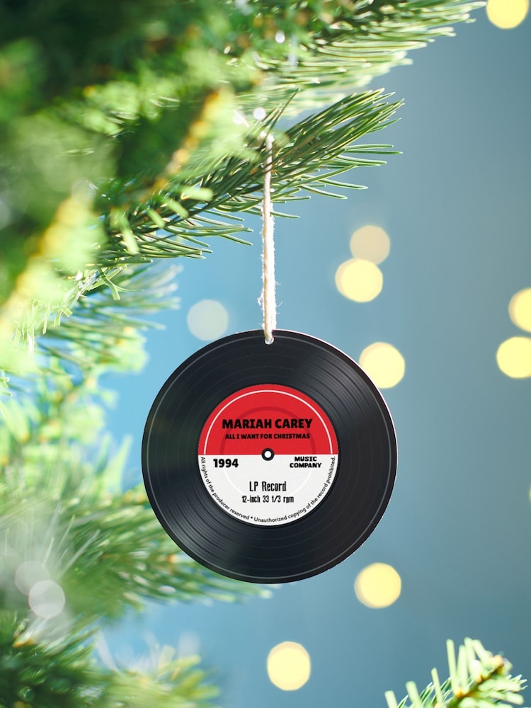 Personalised Retro Music Record Christmas Tree Decoration by Oakdene - Image 2 of 2