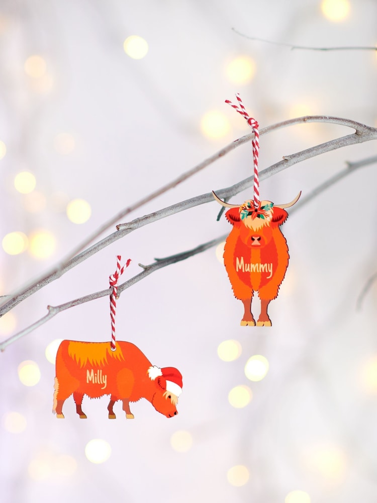 Personalised Family Highland Cow Christmas Tree Decoration by Oakdene - Image 1 of 2