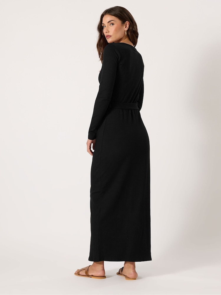 fitted lace wedding dress Layered In Glam Ribbed Knit Long Sleeve Maxi Dress main image 1