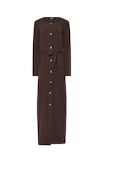 Long Tall Sally Chocolate Brown Chocolate Ribbed Button Maxi Dress - Image 5 of 5