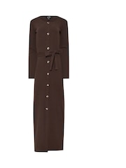 Long Tall Sally Chocolate Brown Chocolate Ribbed Button Maxi Dress - Image 5 of 5