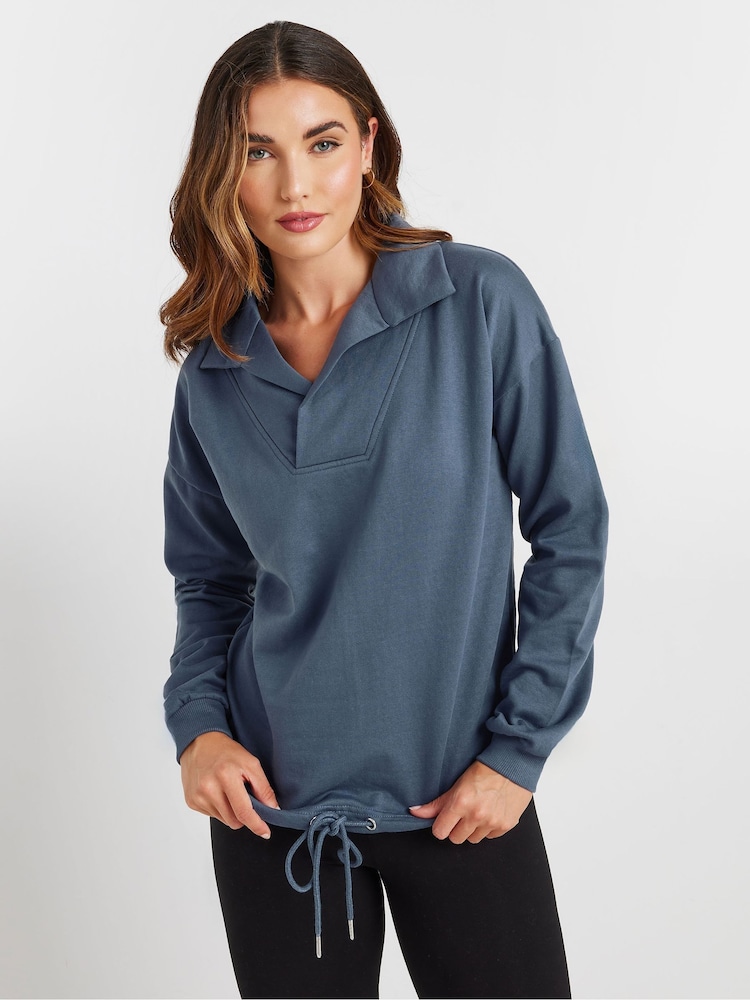 Long Tall Sally Blue Cross Over Sweatshirt - Image 1 of 5