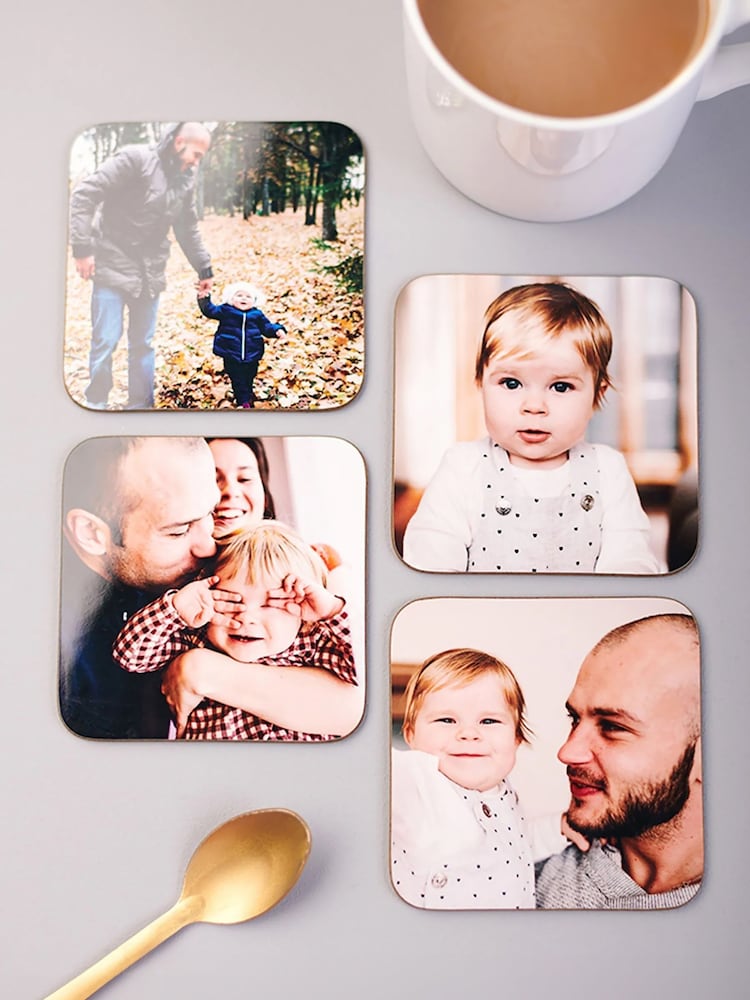 Personalised Set Of Four Photo Coasters by Oakdene - Image 1 of 1