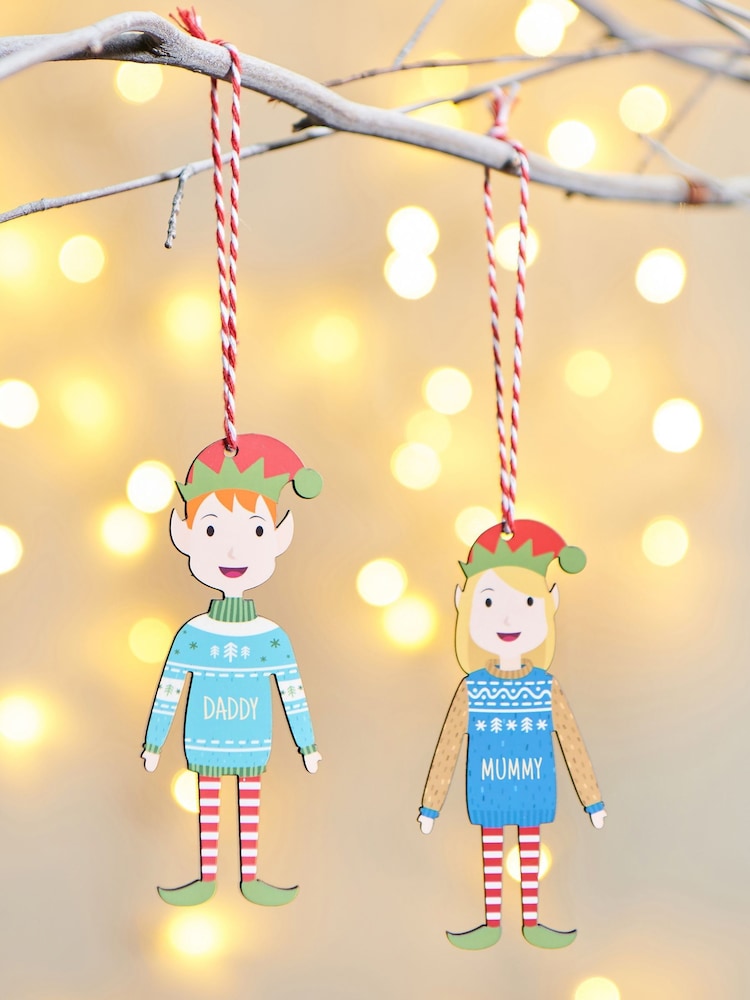 Personalised Adult Elf Family Christmas Tree Decoration by Oakdene - Image 2 of 2