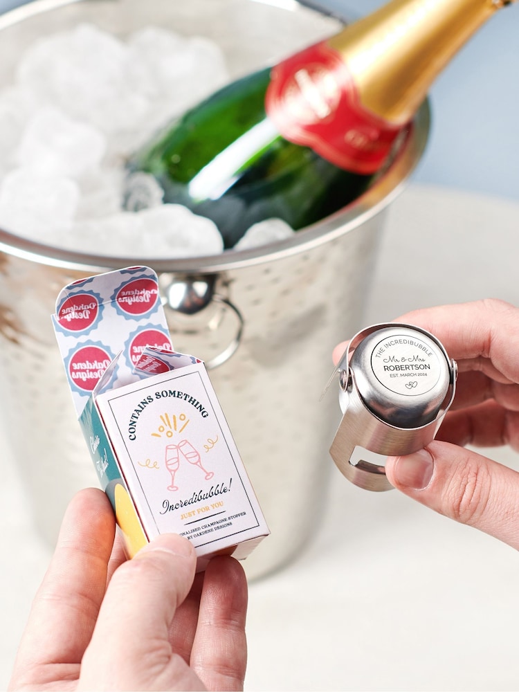 Personalised "Incredibubble" Luxe Wedding Champagne Stopper by Oakdene - Image 1 of 2