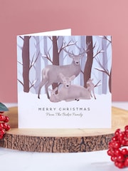 Personalised Set Of Deer Family Christmas Cards by Oakdene - Image 1 of 2