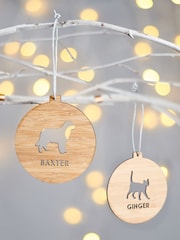 Personalised Bamboo Pet Breed Christmas Tree Bauble by Oakdene - Image 1 of 1