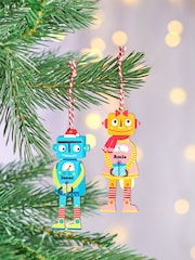 Personalised Children's Robot Christmas Tree Decoration by Oakdene - Image 1 of 2