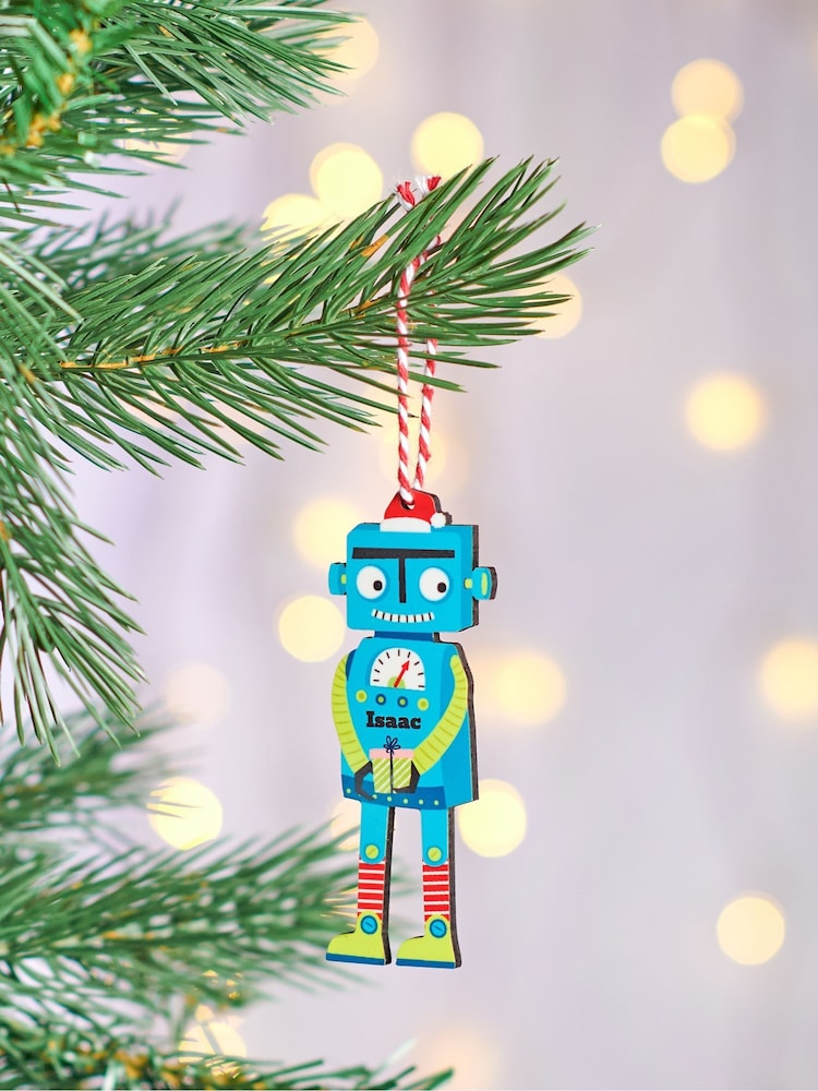 Personalised Children's Robot Christmas Tree Decoration by Oakdene - Image 2 of 2