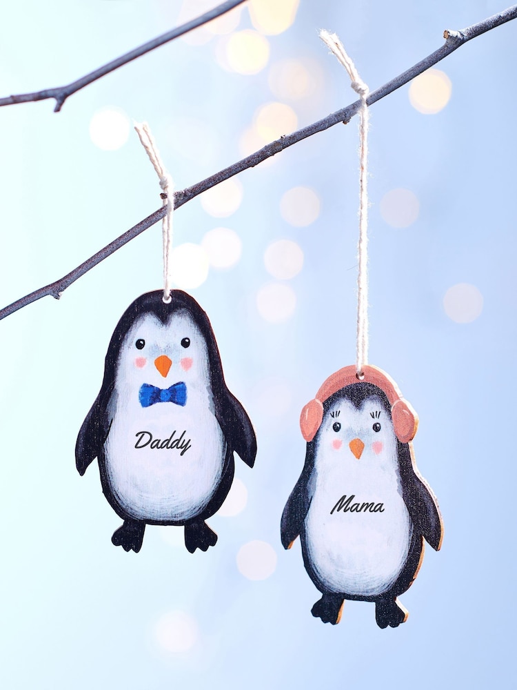 Personalised Penguin Family Christmas Tree Decoration by Oakdene - Image 1 of 3