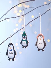 Personalised Penguin Family Christmas Tree Decoration by Oakdene - Image 2 of 3