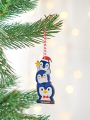 Personalised Family Of Three Penguin Christmas Tree Decoration by Oakdene - Image 1 of 1