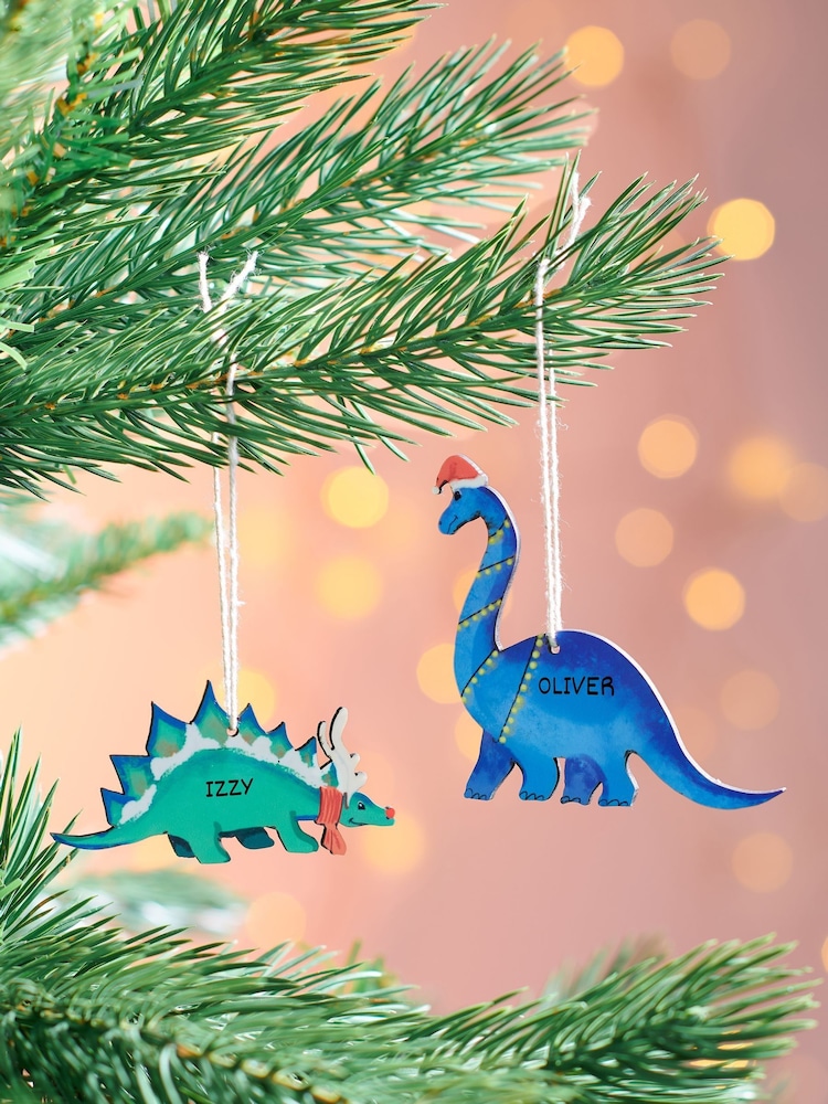 Personalised Dinosaur Christmas Tree Decoration by Oakdene - Image 1 of 2