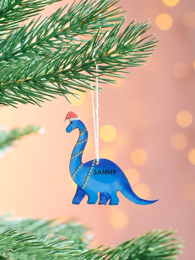 Personalised Dinosaur Christmas Tree Decoration by Oakdene - Image 2 of 2