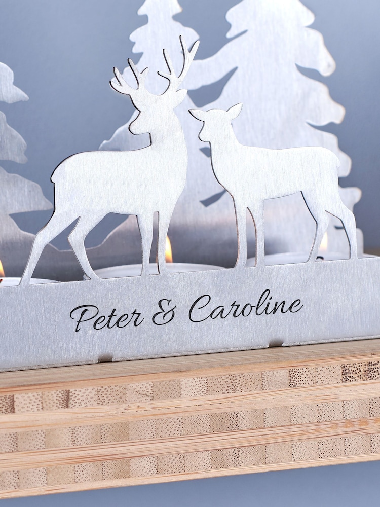 Personalised Stainless Steel Couples Stag Tealight Holder by Oakdene - Image 2 of 2 Personalised Stainless Steel Couples Stag Tealight Holder by Oakdene - Image 2 of 2