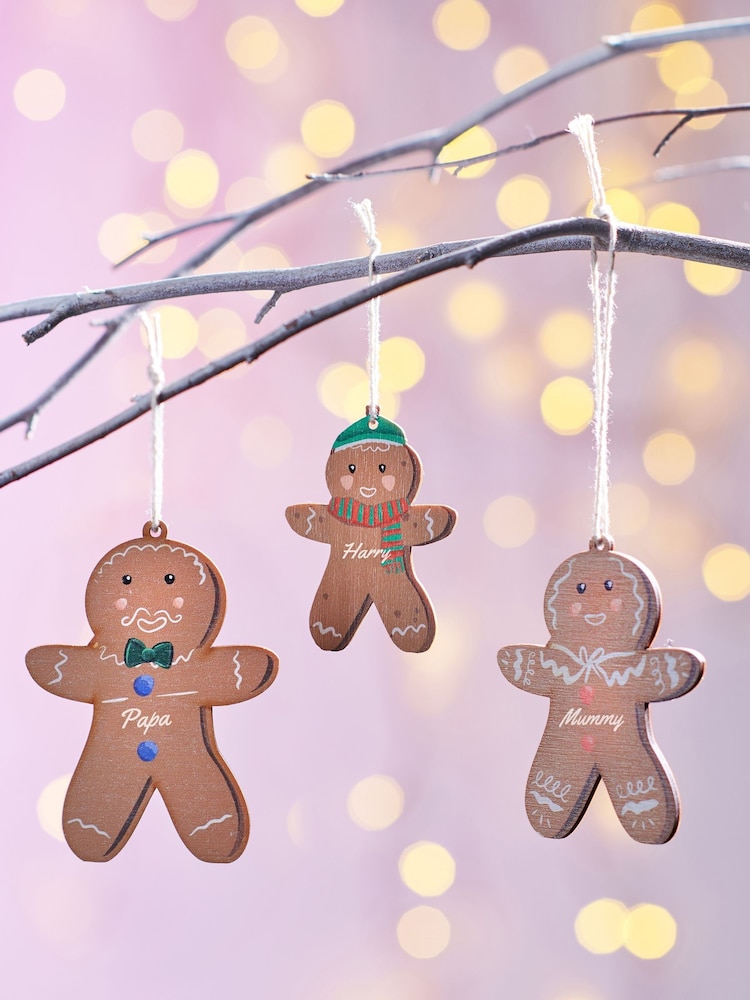 Personalised Gingerbread Family Christmas Tree Decoration by Oakdene - Image 1 of 2