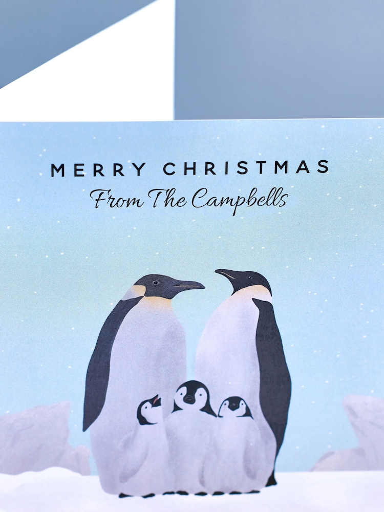 Personalised Set Of Penguin Family Christmas Cards by Oakdene - Image 2 of 2