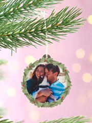 Personalised Photo Wreath Christmas Tree Bauble by Oakdene - Image 1 of 1