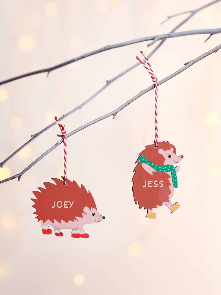 Personalised Hedgehog Christmas Tree Decoration by Oakdene - Image 2 of 2