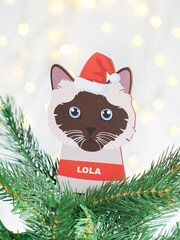 Perosnalised Wooden Cat Breed Tree Topper by Oakdene - Image 1 of 3