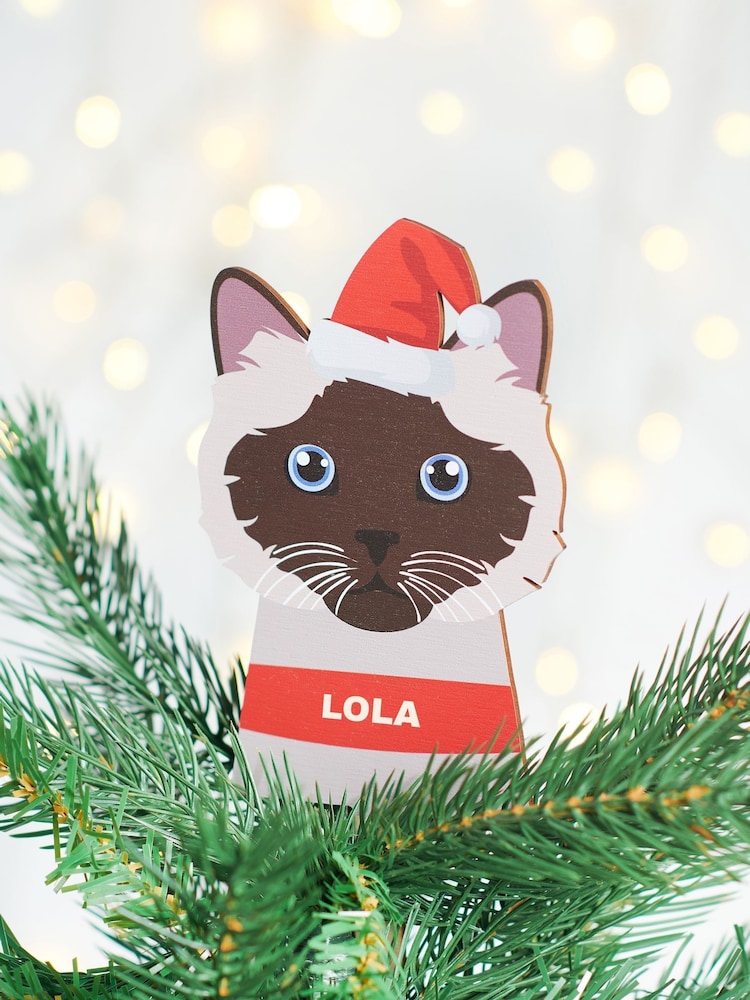 Perosnalised Wooden Cat Breed Tree Topper by Oakdene - Image 1 of 3