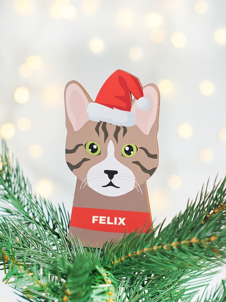 Perosnalised Wooden Cat Breed Tree Topper by Oakdene - Image 2 of 3