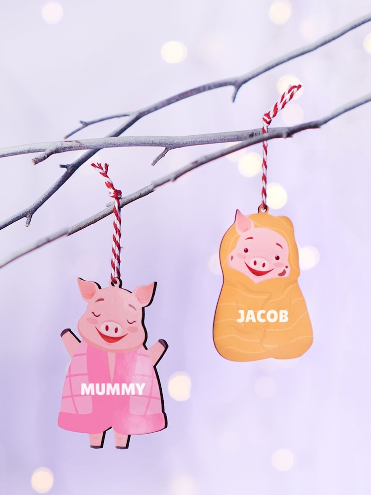 Personalised Family Pigs In Blankets Christmas Tree Decoration by Oakdene - Image 3 of 3