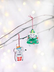 Personalised Christmas Mouse Tree Decoration by Oakdene - Image 2 of 2