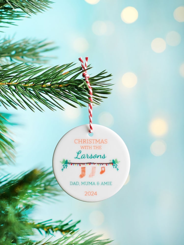 Personalised Family Christmas Stocking Bauble by Oakdene - Image 1 of 1