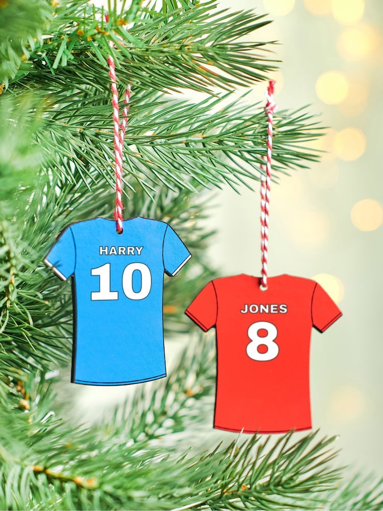 Personalised Football Shirt Christmas Tree Decoration by Oakdene - Image 1 of 1