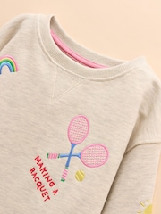 Joules Summerdays Natural Embroidered Jersey Co-ord - Image 6 of 12