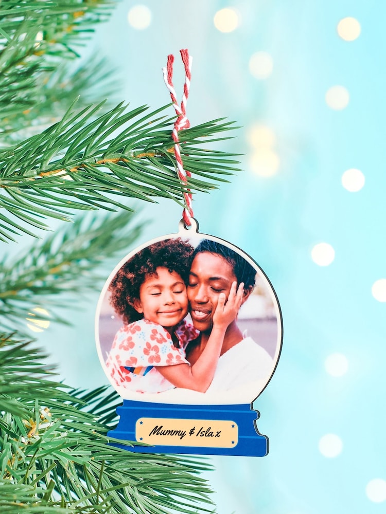 Personalised Snowglobe Photo Christmas Tree Decoration by Oakdene - Image 1 of 1 Personalised Snowglobe Photo Christmas Tree Decoration by Oakdene - Image 1 of 1