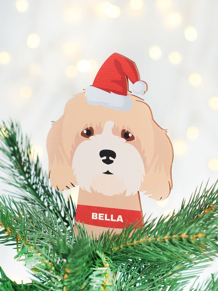 Perosnalised Wooden Dog Breed Christmas Tree Topper by Oakdene - Image 1 of 3