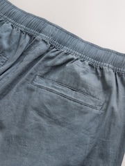 Blau/Schiefer - Linen Cotton Cargo Trousers - Bild 11 von 13