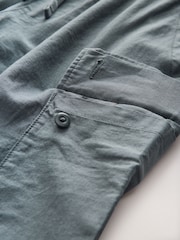 Blau/Schiefer - Linen Cotton Cargo Trousers - Bild 13 von 13