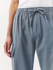 Ardósia azul - Calças cargo de Linen e algodão - Imagem 5 de 8