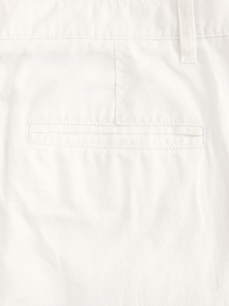 White Relaxed Fit Linen Cotton Chino Trousers - Image 8 of 9