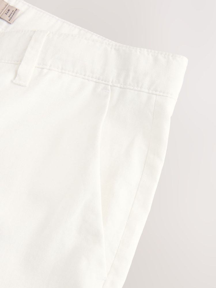 White Relaxed Fit Linen Cotton Chino Trousers - Image 9 of 9
