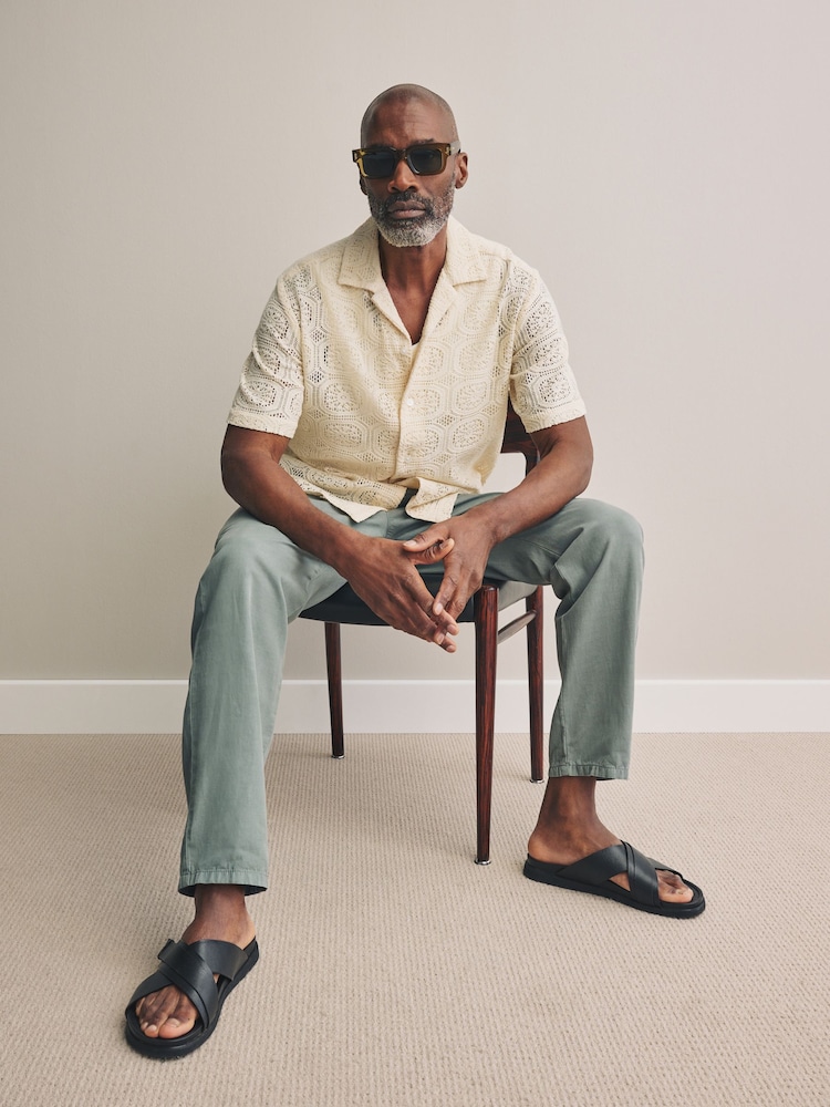 Light Blue Grey Signature Soft Touch Trousers With Linen - Image 3 of 10