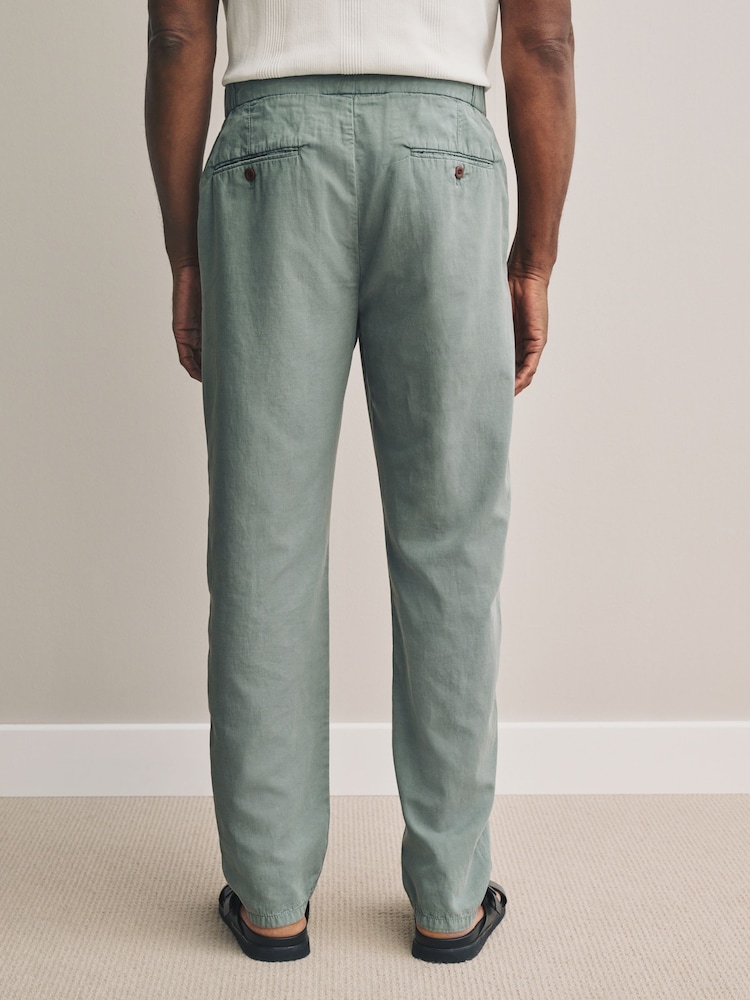 Light Blue Grey Signature Soft Touch Trousers With Linen - Image 4 of 10