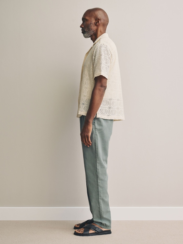 Light Blue Grey Signature Soft Touch Trousers With Linen - Image 5 of 10