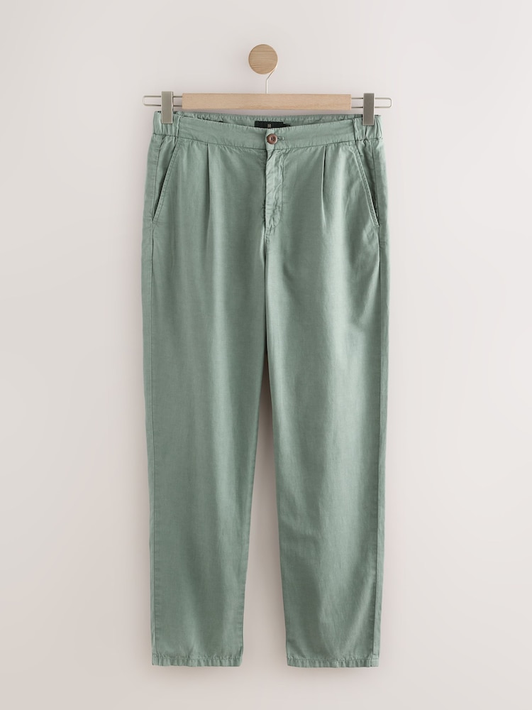 Light Blue Grey Signature Soft Touch Trousers With Linen - Image 8 of 10